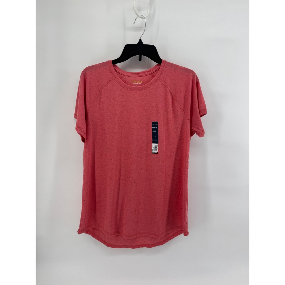 Tek Gear Workout Gear Womens Large Coral Pink Speckled Neps Raglan T-Shirt NWT